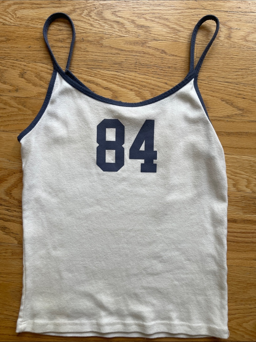 Brandy Melville Cream Tank with Navy Trim